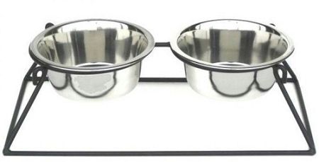 Pyramid Elevated Double Dog Feeder   Small/Black