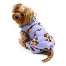 Silly Monkey Front Sleeveless Fleec Pajamas (Color: lavender, size: L)
