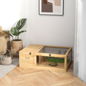 Reptile Cage with 3 Windows Slide-out Tray for Turtles (Option: Yellow-990x655x85 mm)