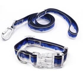 Adjustable High - quality Reflective print leash set  Durable Waterproof No - tangle Night walks Morning jogs Camping adventures Beach outings (Color: white clouds, size: L)